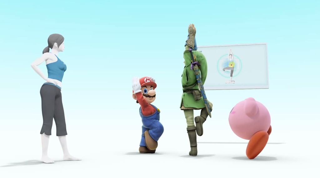Super Smash Bros. Wii U Wii Fit Trainer Trailer Screenshot Link and Kirby