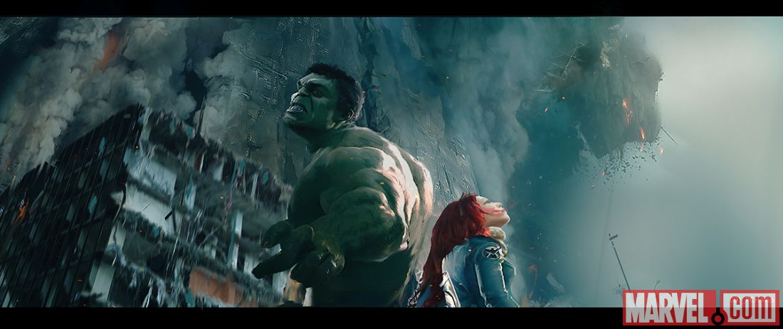 Avengers Age of Ultron Concept Art Hulk and Black Widow