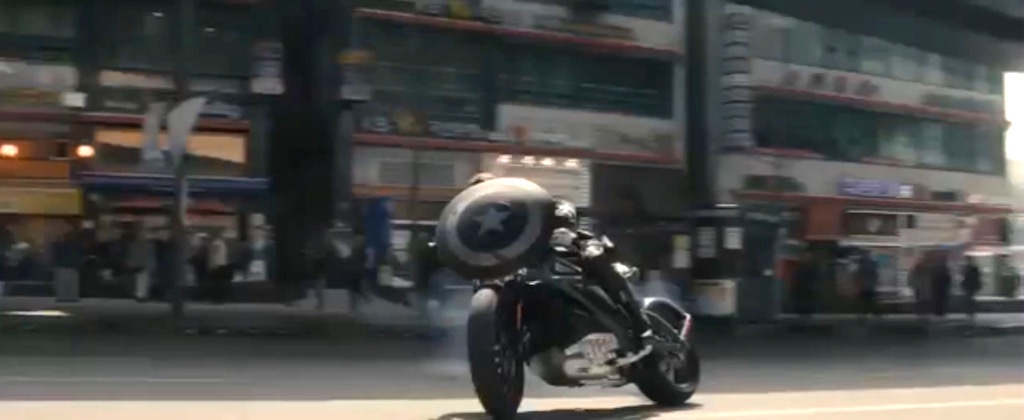 Avengers 2 Age of Ultron Trailer Leak Screenshot Captain America Shield Motorcycle