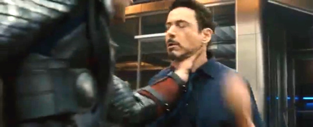 Avengers 2 Age of Ultron Trailer Leak Screenshot Thor vs. Tony Stark