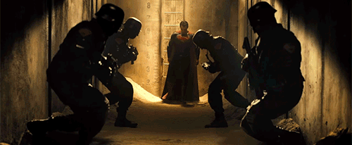 Batman v Superman Dawn of Justice Soldiers Kneeing Henry Cavill