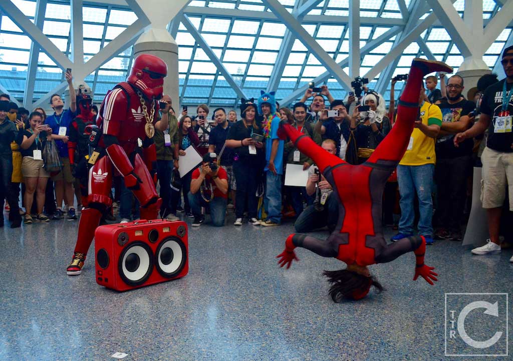 WonderCon Cosplay Saturday 2016 200 Red Hip Hop Trooper Deadpool Break Dancing